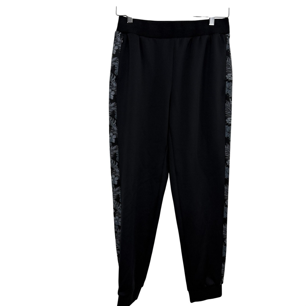 PXG Aloha Joggers Womens Medium Black Floral Side Stripe Golf Pants Tropical